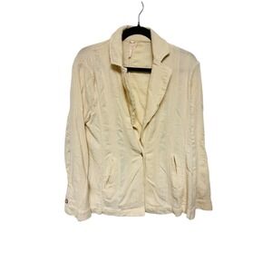 Free People Linen Blend Blazer Beige Cream Size‎ XS Double Pockets Single Button